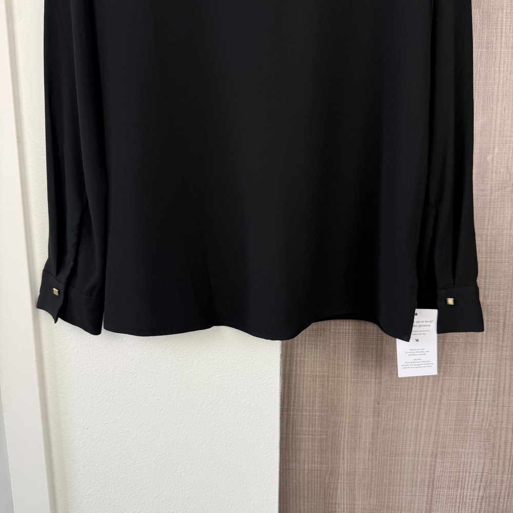 NEW MM Lafleur Black The Lagarde 3.0 Shirt Blouse Crepe Minimalist Size 12 - Picture 11 of 15
